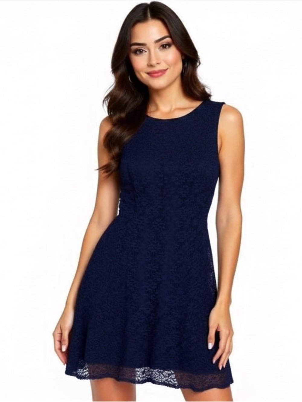 DKNY Womens Fit & Flare Dress Size 10 With Lace Details Sleeveless